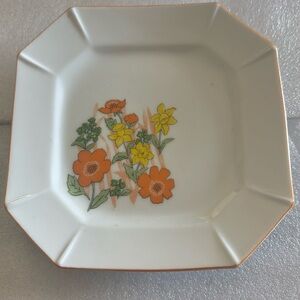 Flower Garden R6782 Japan Salad Plate 7.5 in. White w/ Orange Trim Floral.